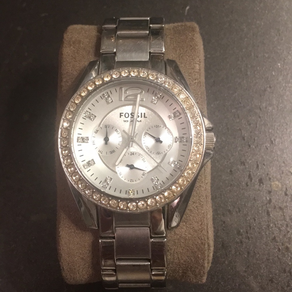 Silver Fossil Watch